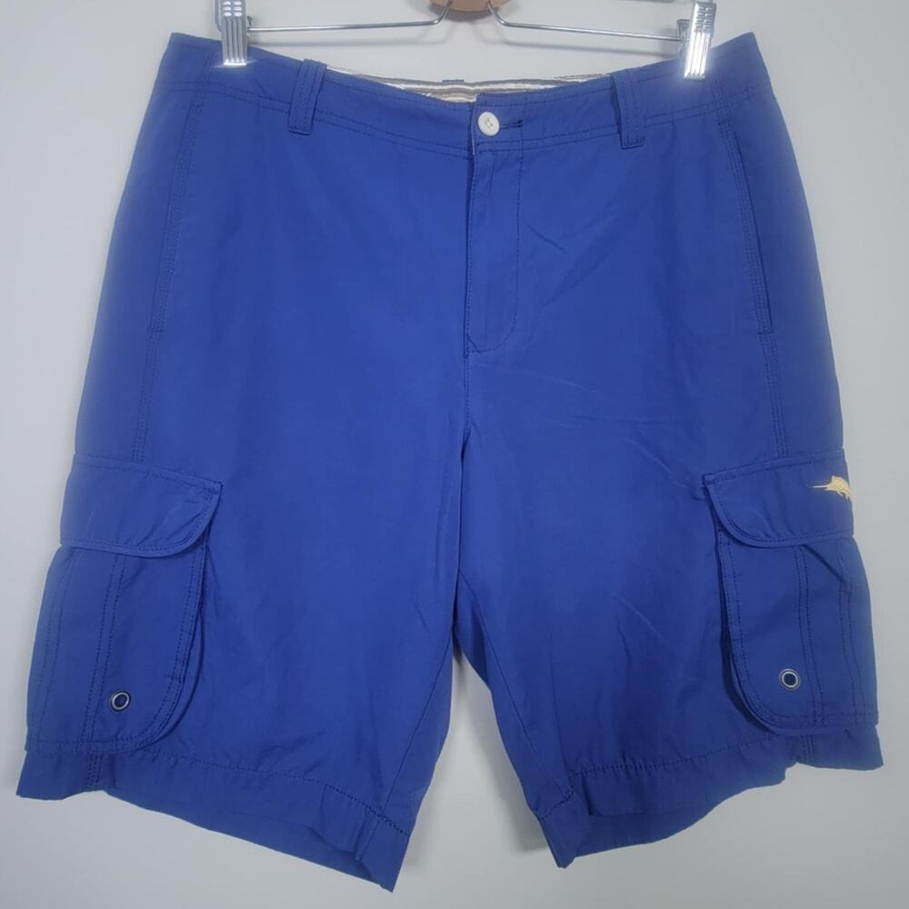 Tommy Bahama Mens 32 Blue Relax Cargo Shorts Cotton Blend Pockets